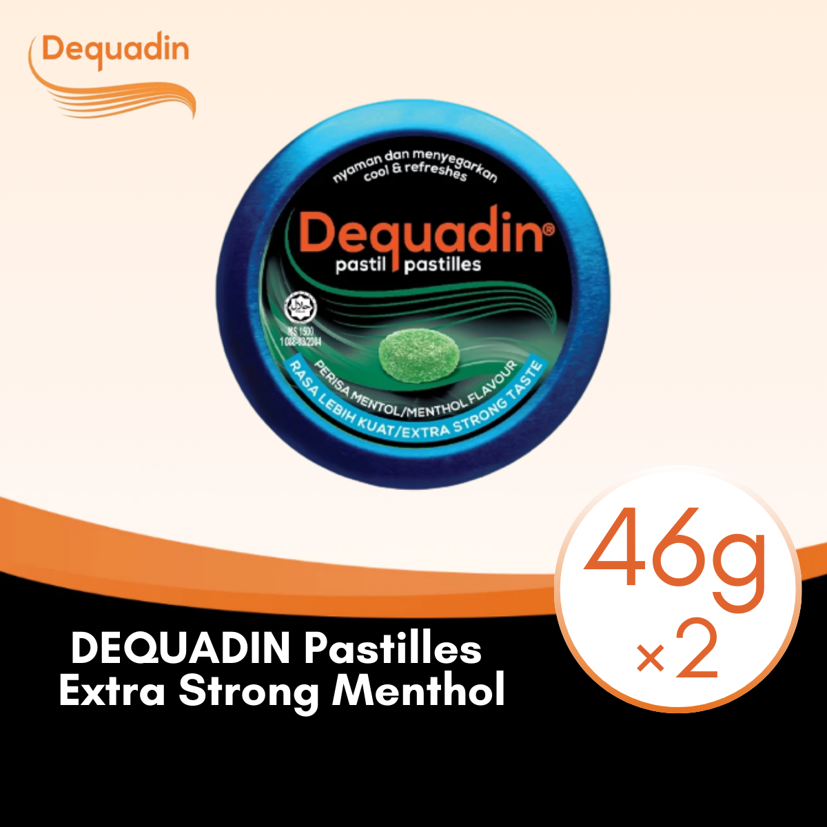 DEQUADIN PASTILLE XT STG MENTHOL 46G × 2
