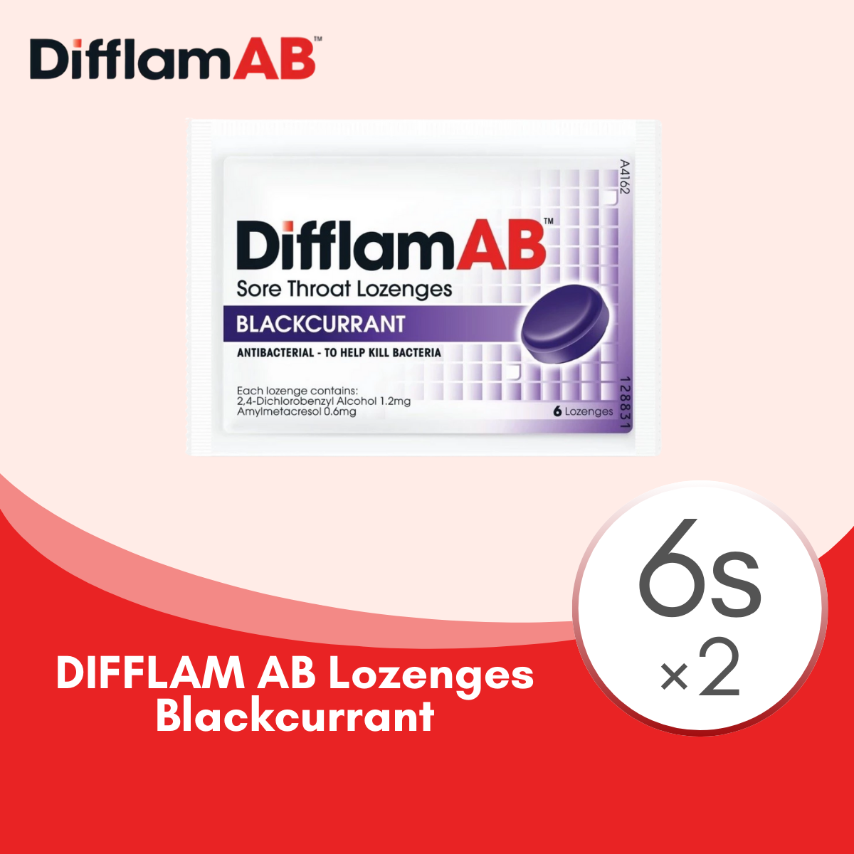 DIFFLAM AB LOZENGES BLACKCURRANT 6S × 2
