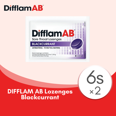 DIFFLAM AB LOZENGES BLACKCURRANT 6S × 2