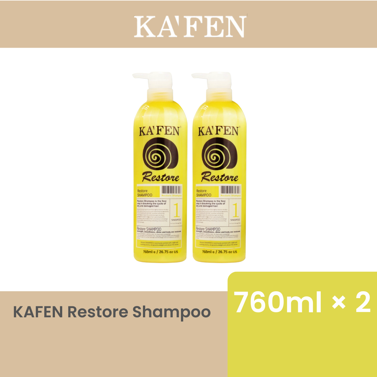 KAFEN RESTORE SHAMPOO 760ML × 2