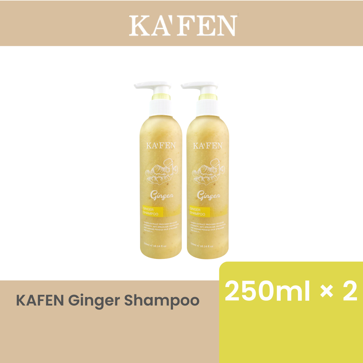 KAFEN GINGER SHAMPOO 250ML × 2