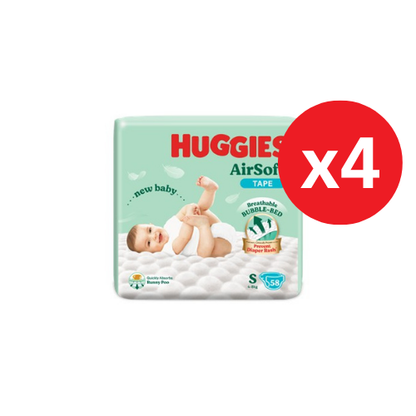 HUGGIES AIR SOFT DIAPERS S 58S × 4