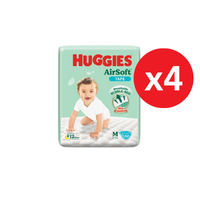 HUGGIES AIR SOFT DIAPERS M 52S × 4