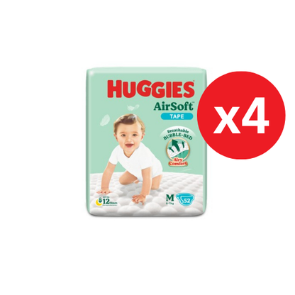 HUGGIES AIR SOFT DIAPERS M 52S × 4