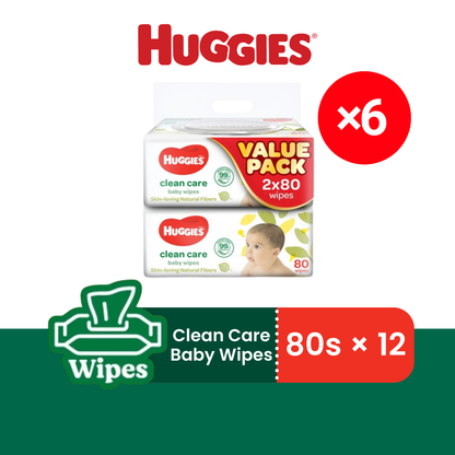 HUGGIES Baby Clean Care Wipes (80s × 12)