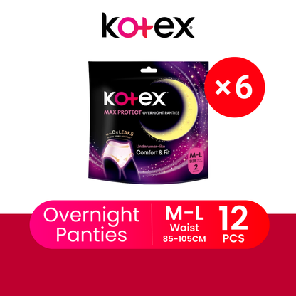 KOTEX OVERNIGHT PANTIES M/L 2S × 6
