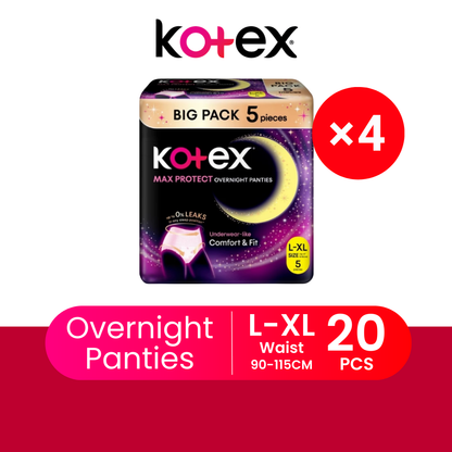 KOTEX OVERNIGHT PANTIES L/XL BIG PACK 5S × 4