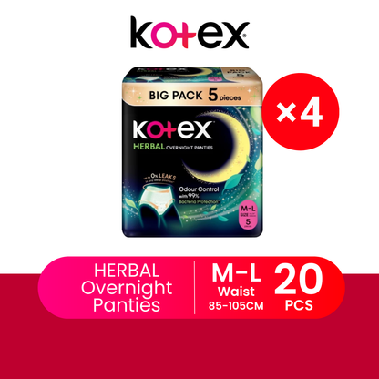 KOTEX OVERNIGT PANTIES HERBAL M/L 5S × 4