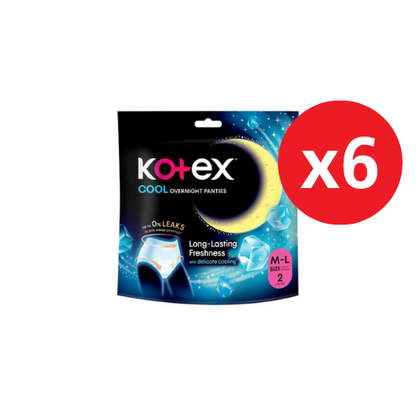 KOTEX OVERNIGHT PANTIES COOL M/L 2S × 6