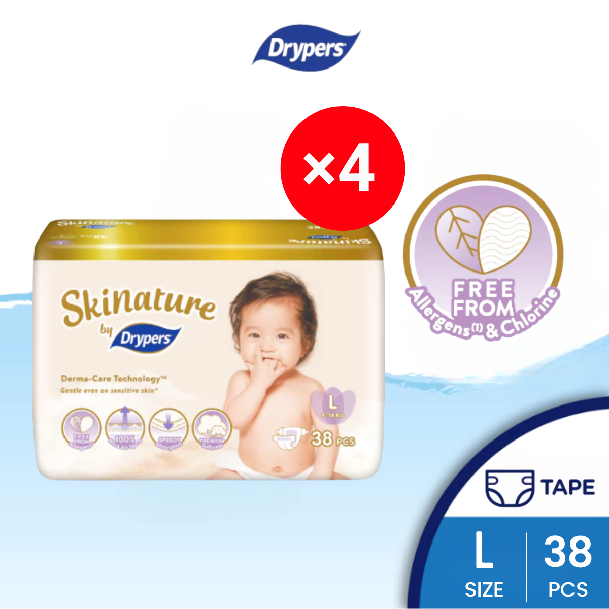 SKINATURE BY DRYPERS L 38S × 4