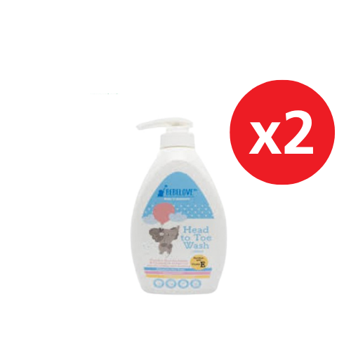 BEBELOVE HEAD TO TOE BABY WASH 600ML x 2