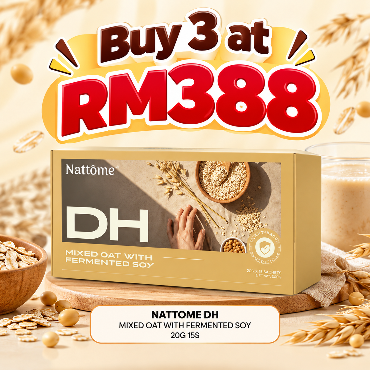 NATTOME DH MIXED OAT WITH FERMENTED SOY 20G 15S x3