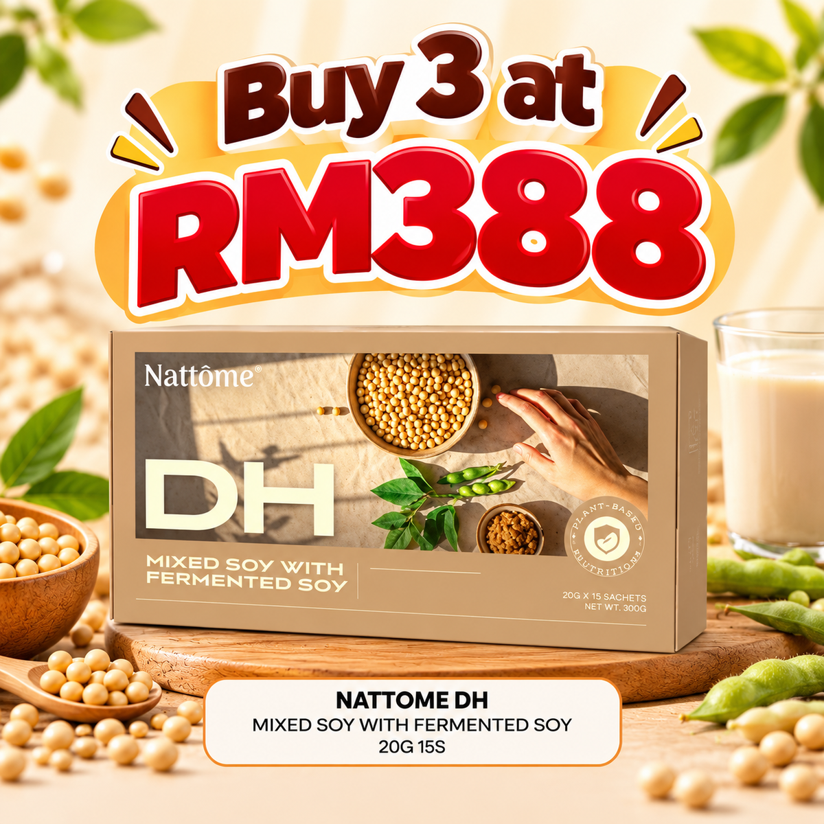NATTOME DH MIXED SOY WITH FERMENTED SOY 20G 15S x3
