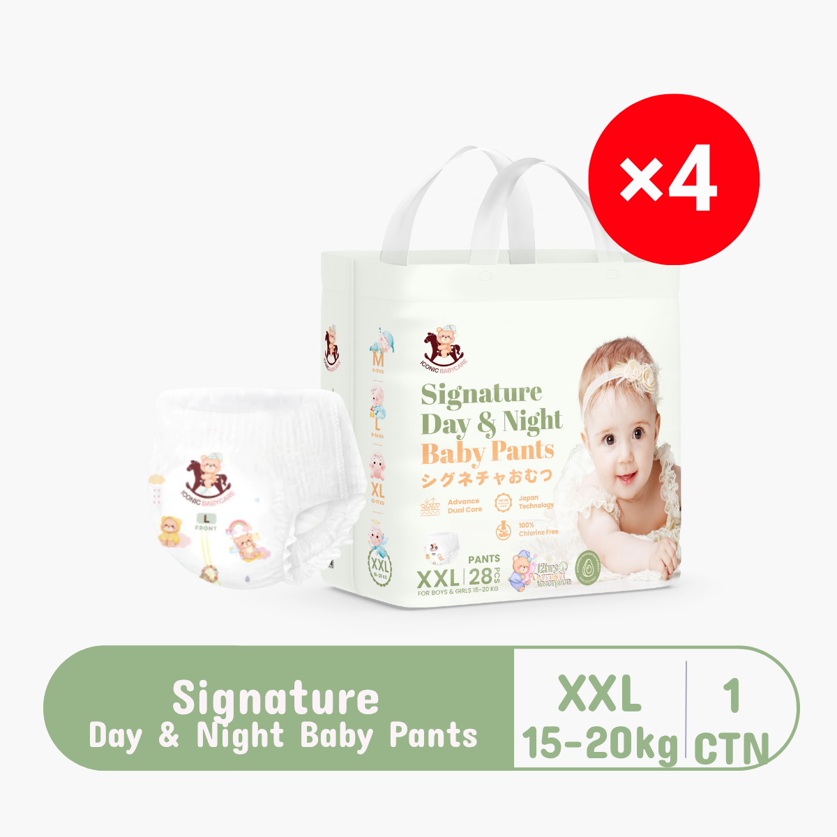ICONIC SIGNATURE BABY PANTS XXL 28S × 4