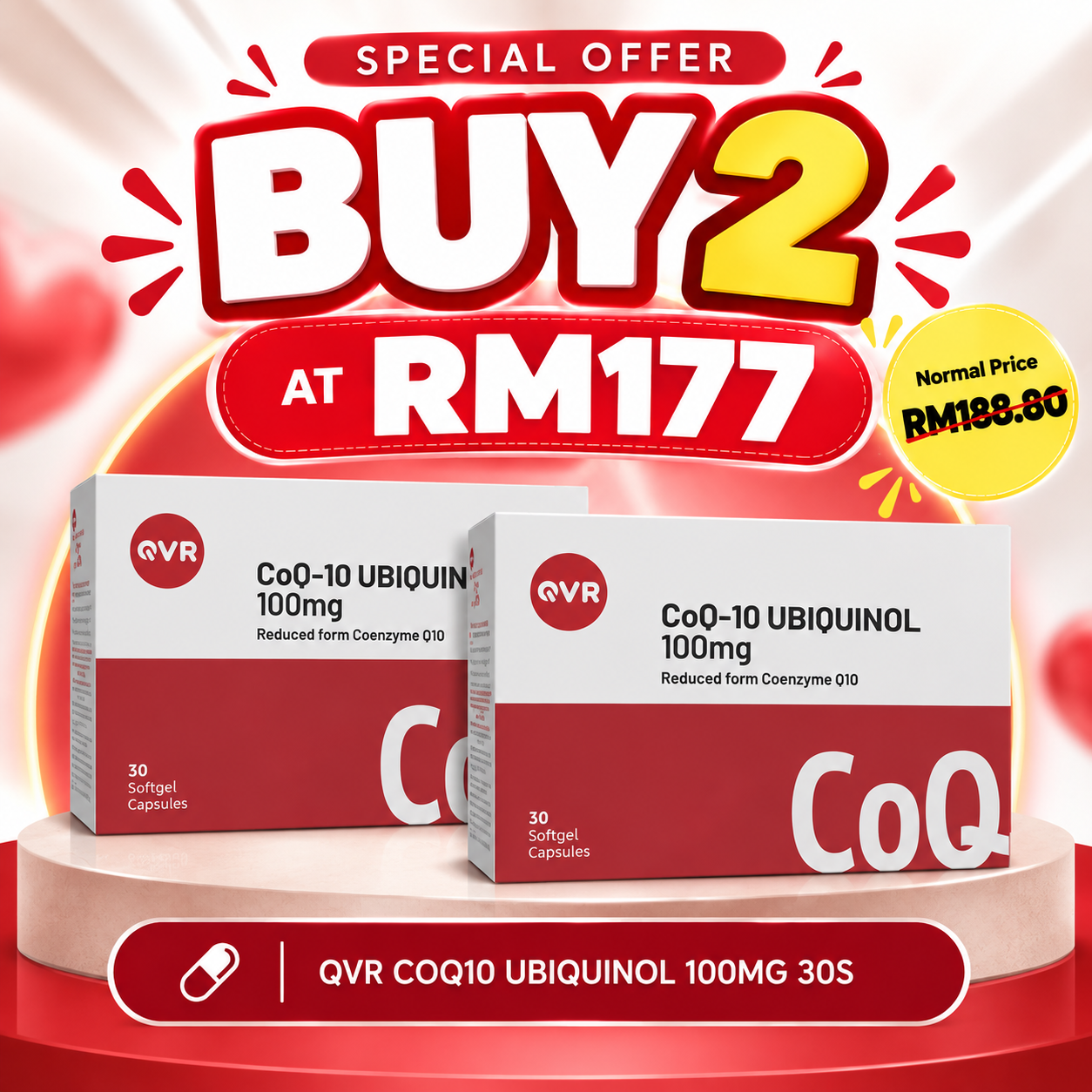 [Bundle of 2] QVR COQ10 UBIQUINOL 100MG 30S