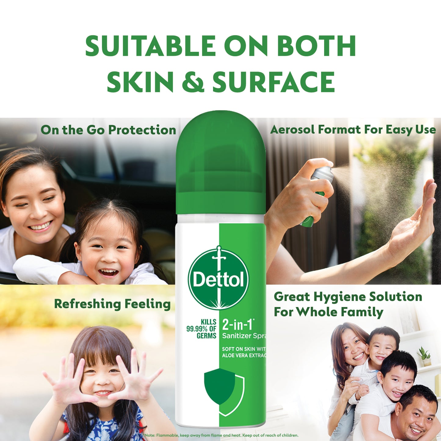 DETTOL 2-IN-1 SANITIZER SPRAY 50ML