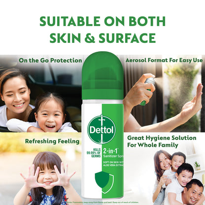 DETTOL 2-IN-1 SANITIZER SPRAY 50ML