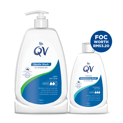 QV GENTLE WASH 1KG + INTENSIVE MOISTURISING WASH 250G