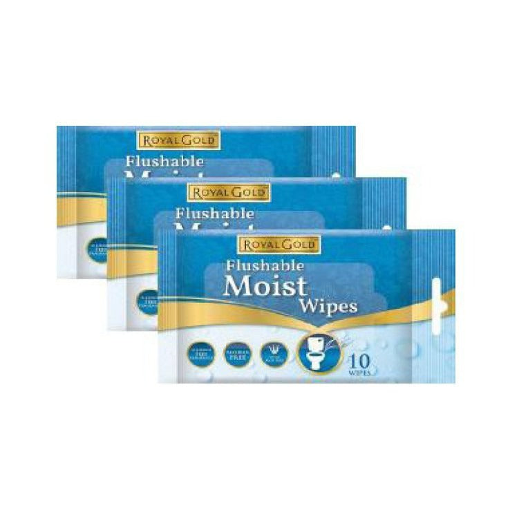 ROYAL GOLD FLUSHABLE MOIST WIPES 10SX3