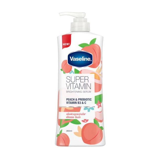 VASELINE SUPER VITAMIN PEACH & PREBIOTIC BRIGHTENING SERUM 360ML