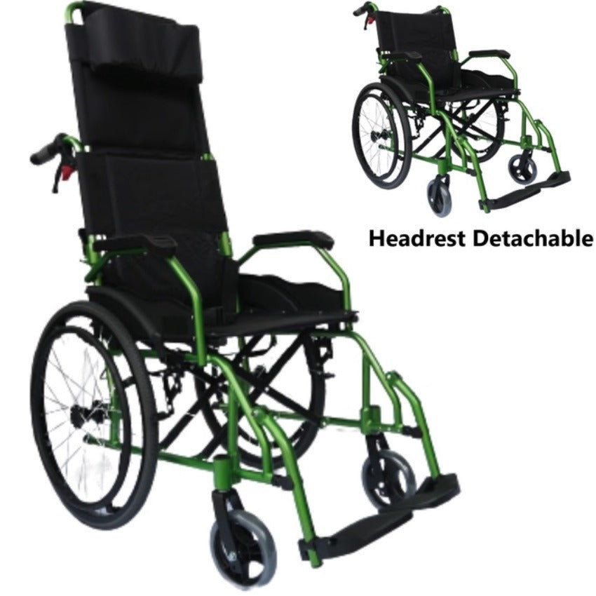 AHC ALUMINIUM LIGHTWEIGHT WHEELCHAIR WITH HIGH BACK HEAD REST PVC WCH330