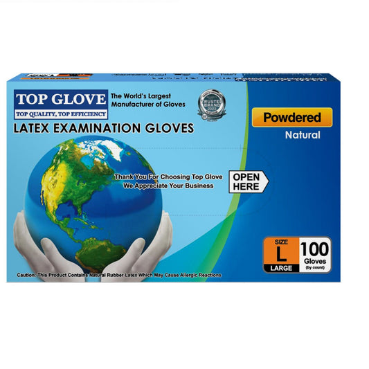 TOP GLOVE LATEX POWDERED GLOVE L 100S