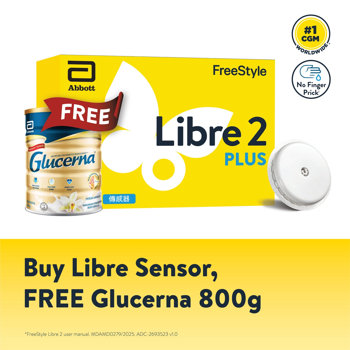 FREESTYLE LIBRE 2 PLUS SENSOR (FREE GLUCERNA 800G)