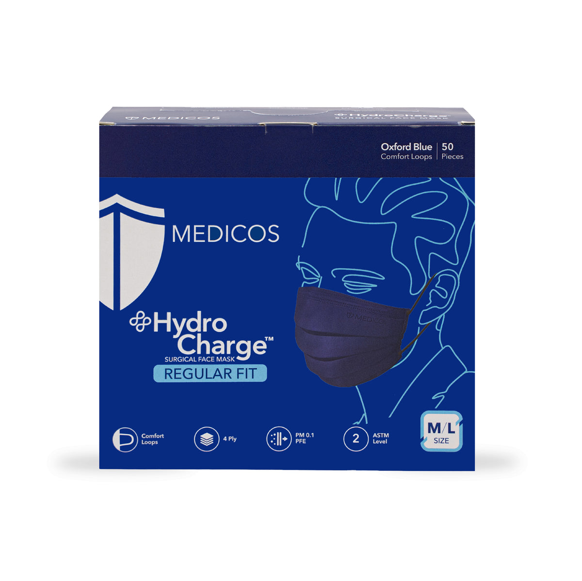 MEDICOS 4PLY HYDROCHARGE REGULAR FIT OXFORD BLUE 50S
