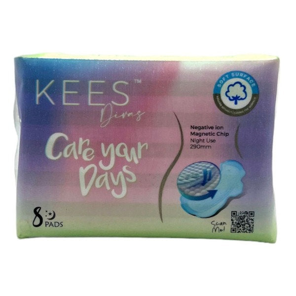 KEES SANITARY PADS NIGHT USE 290MM 8S