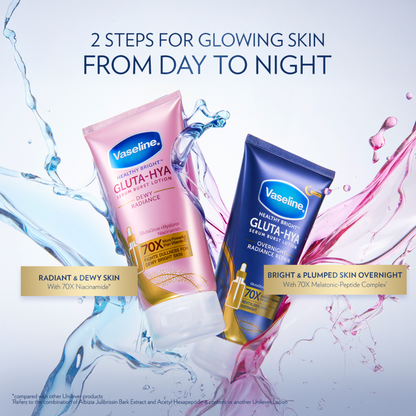 VASELINE HEALTHY BRIGHT GLUTA-HYA O/NGT RADIANCE REPAIR SERUM B/LOTION 70ML