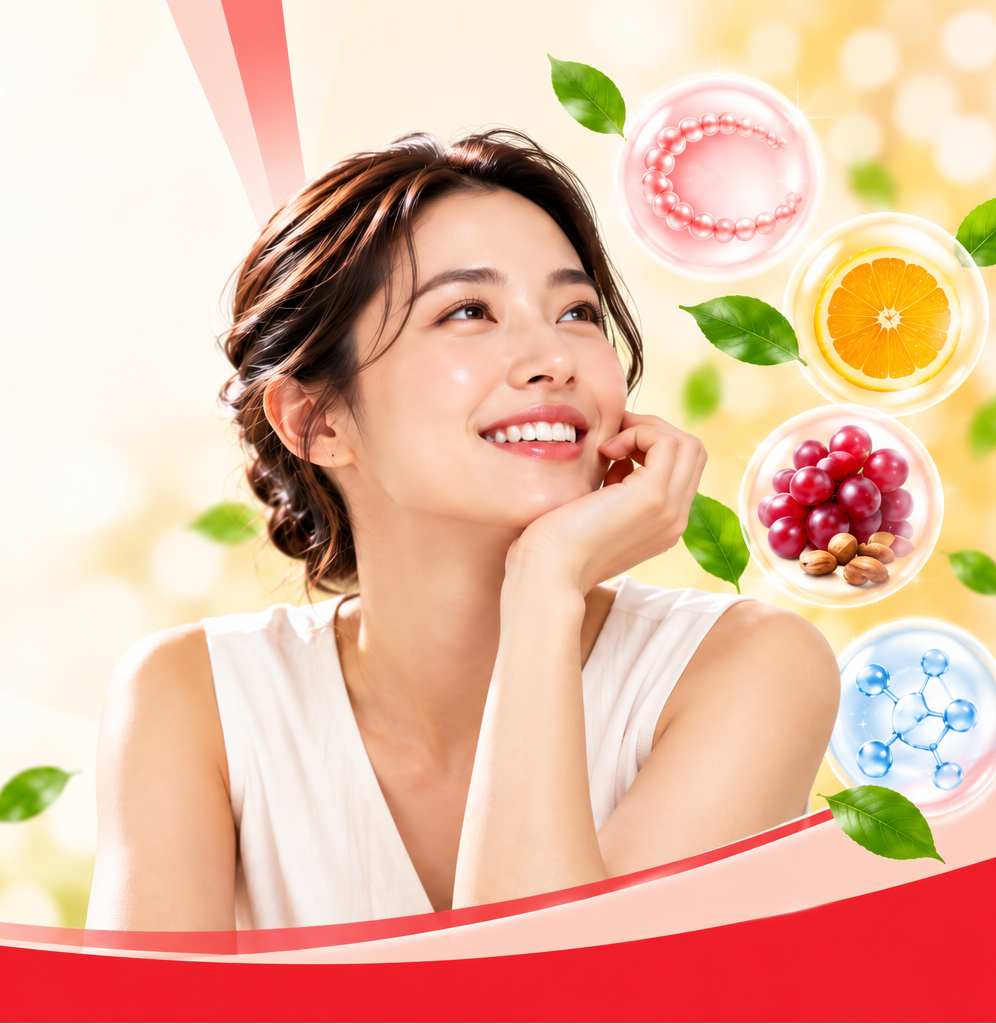 Educational illustration of collagen and skin nutrition ingredients