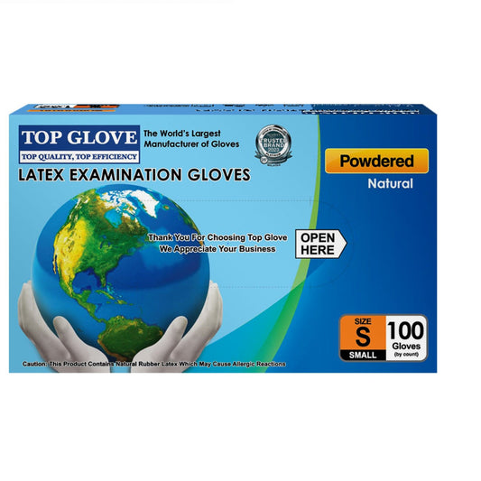 TOP GLOVE LATEX POWDERED GLOVE S 100S