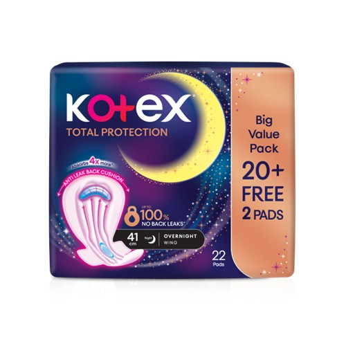 KOTEX TOTAL PROTECTION OVERNIGHT 41CM WING 20S+2S