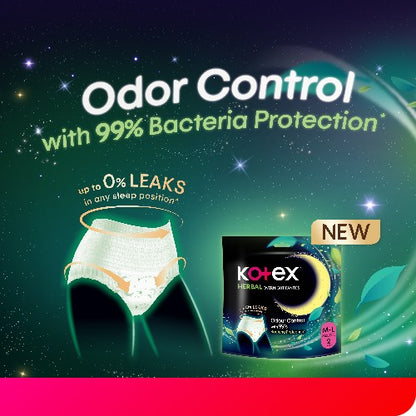 KOTEX OVERNIGHT PANTIES HERBAL S/M 2S