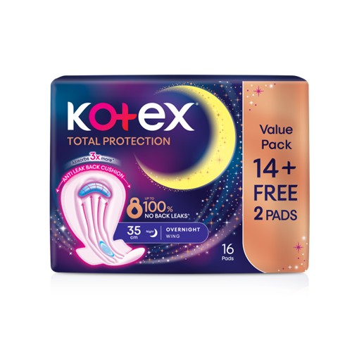 KOTEX TOTAL PROTECTION RISE-UP GUARD OVERNIGHT 35CM WING 14S