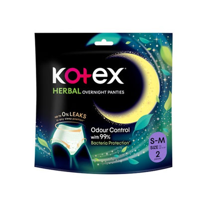 KOTEX OVERNIGHT PANTIES HERBAL S/M 2S