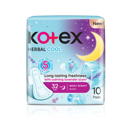 KOTEX HERBAL COOL MAXI NIGHT 32CM WING 10S