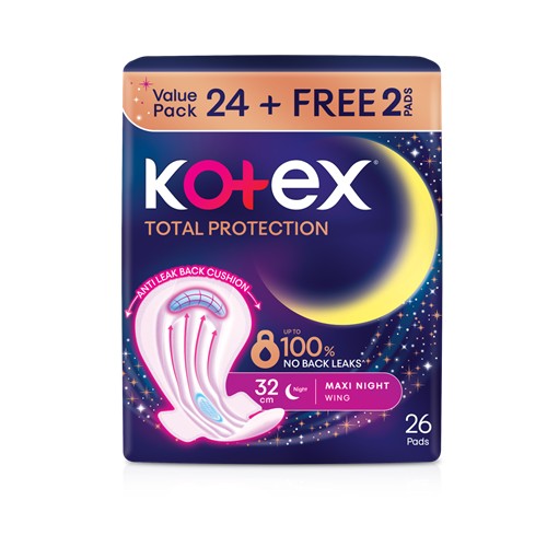 KOTEX TOTAL PROTECTION RISE-UP GUARD OVERNIGHT 32CM WING 24S