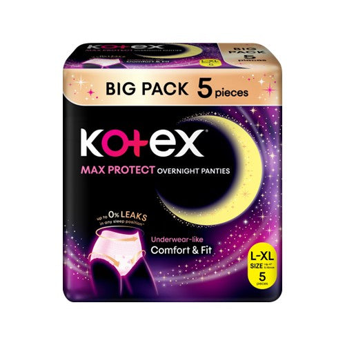KOTEX OVERNIGHT PANTIES L/XL BIG PACK 5S