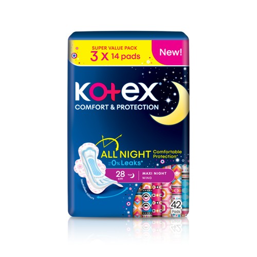 KOTEX SOFT & SMOOTH MAXI NIGHT 28CM WING 14SX3