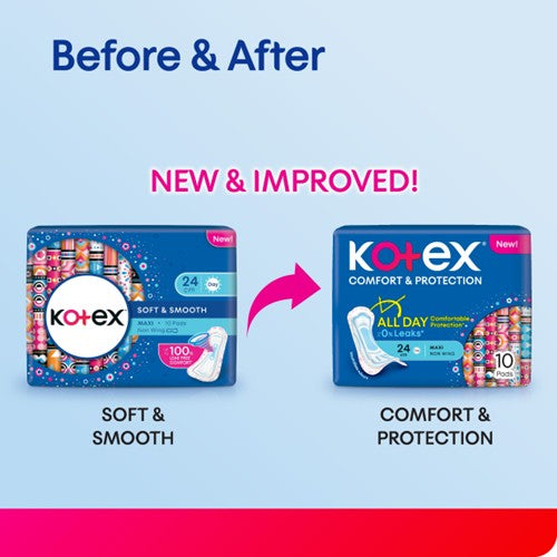 KOTEX SOFT & SMOOTH MAXI NIGHT 28CM NON WING 16SX3