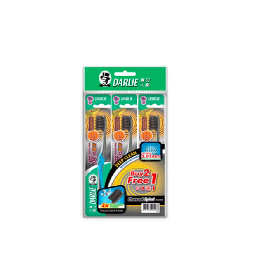DARLIE TOOTHBRUSH CHARCOAL SPIRAL BRISTLES SOFT 2S+1S