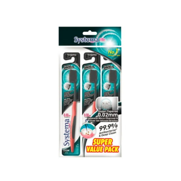 SYSTEMA SILVER CHARCOAL TOOTHBRUSH 3S