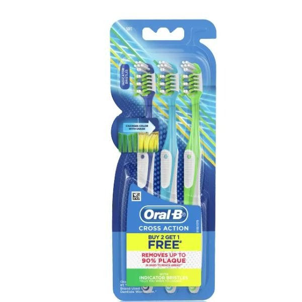 ORAL B TOOTHBRUSH CROSS ACTION INDICATOR BRISTLES 3S