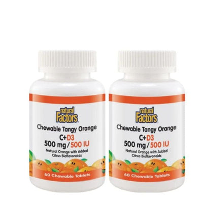 NATURAL FACTORS CHEWABLE TANGY C + D3 2X60S
