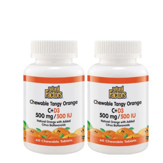 NATURAL FACTORS CHEWABLE TANGY C+D3 2X60S