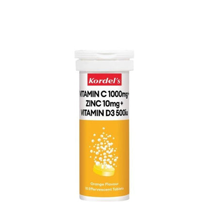 KORDEL’S VIT C 1000MG + ZINC 10MG+ VIT D3 500IU EFFERVESCENT 10S