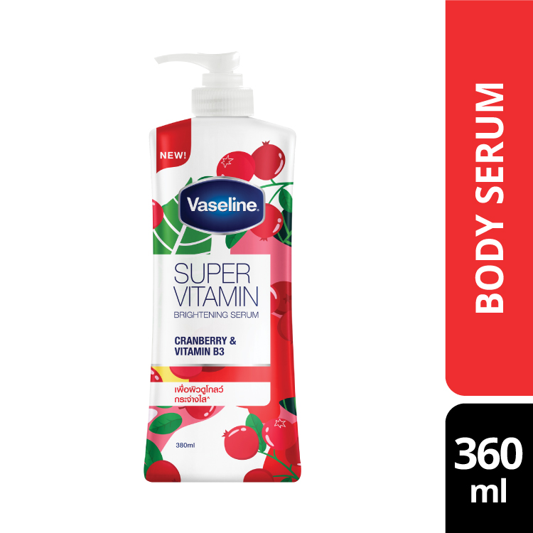VASELINE SUPER VITAMIN CRANBERRY & B3 BRIGHTENING BODY SERUM 360ML