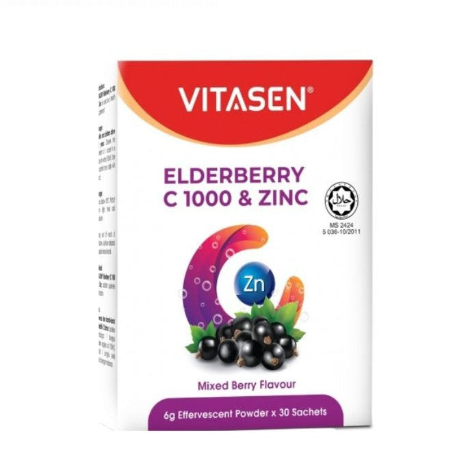 VITASEN ELDERBERRY + C 1000MG EFFERVESCENT POWDER 30S