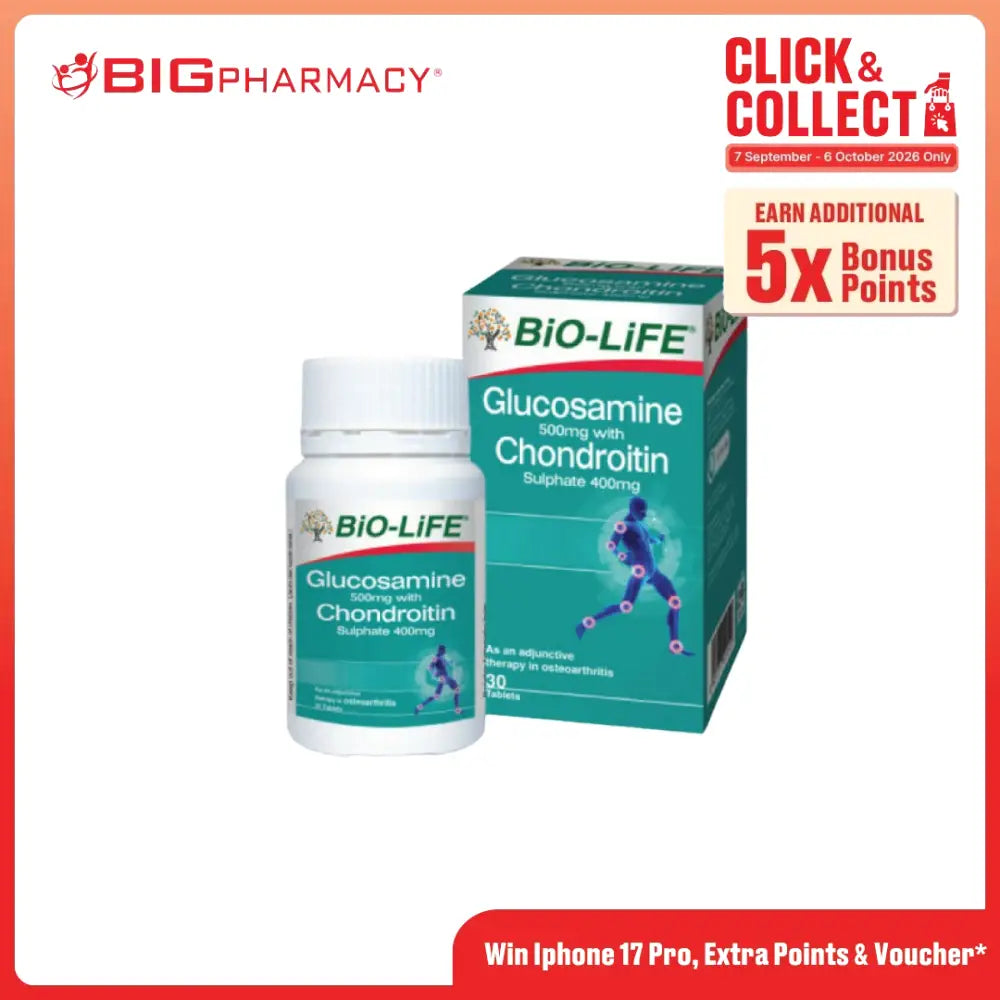 BIO-LIFE GLUCOSAMINE 500MG WITH CHONDROITIN SULPHATE 400MG 30S